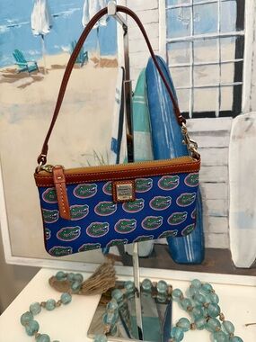 Dooney & Bourke Blue Florida Gators Canvas Wristlet with Brown Trim